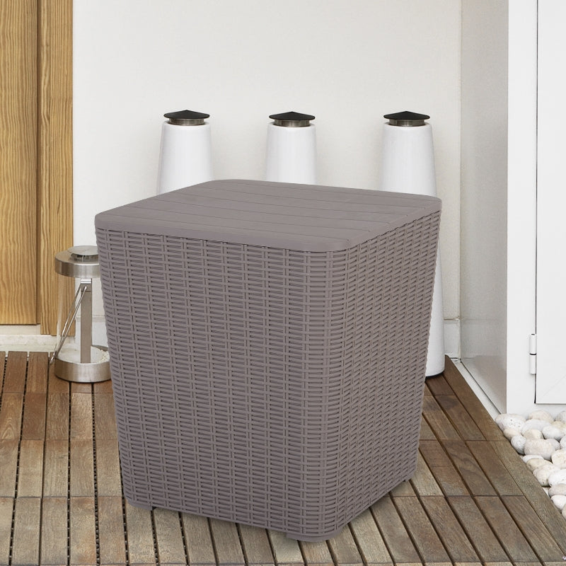 Grey Rattan Lift-Top Outdoor Bar Table - 50L Capacity