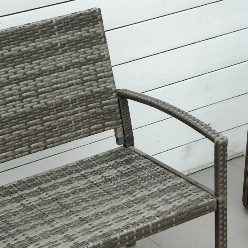 Grey Rattan 2 Seater Garden Bench Love Seat Outdoor Furniture