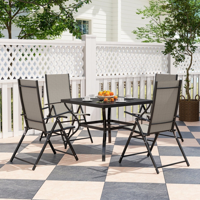 5-Piece Steel Frame Patio Set - Khaki and Black - Outdoor Furniture Set