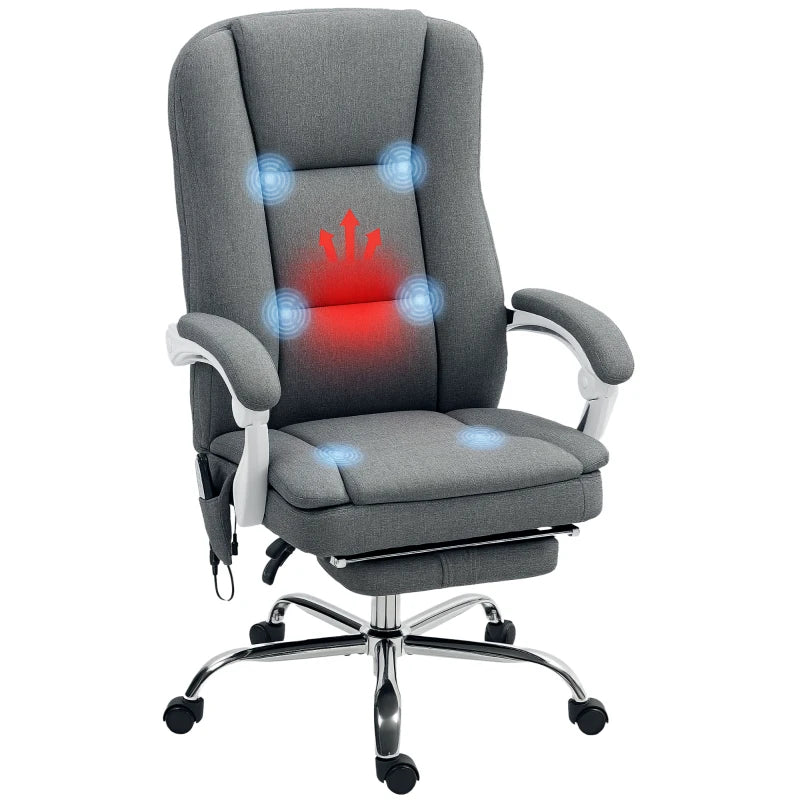 Ergonomic Six-Point Office Massage Chair with Heat - Stylish Grey Design for Ultimate Comfort and Relaxation