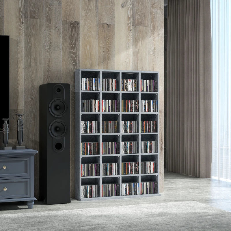 Adjustable CD Storage Unit with Shelves - 89 x 130.5 cm, Cement Grey - Modern Media Organizer for Home