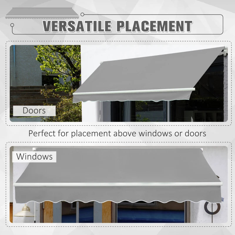 Light Grey 3m x 2m Manual Retractable Awning Canopy