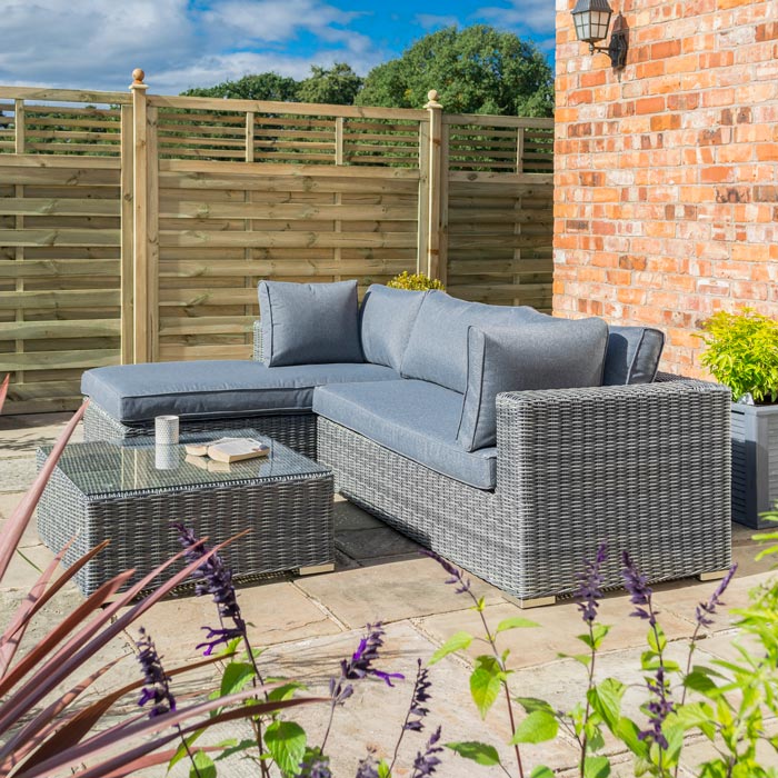 Grey Weave Corner Sofa Set