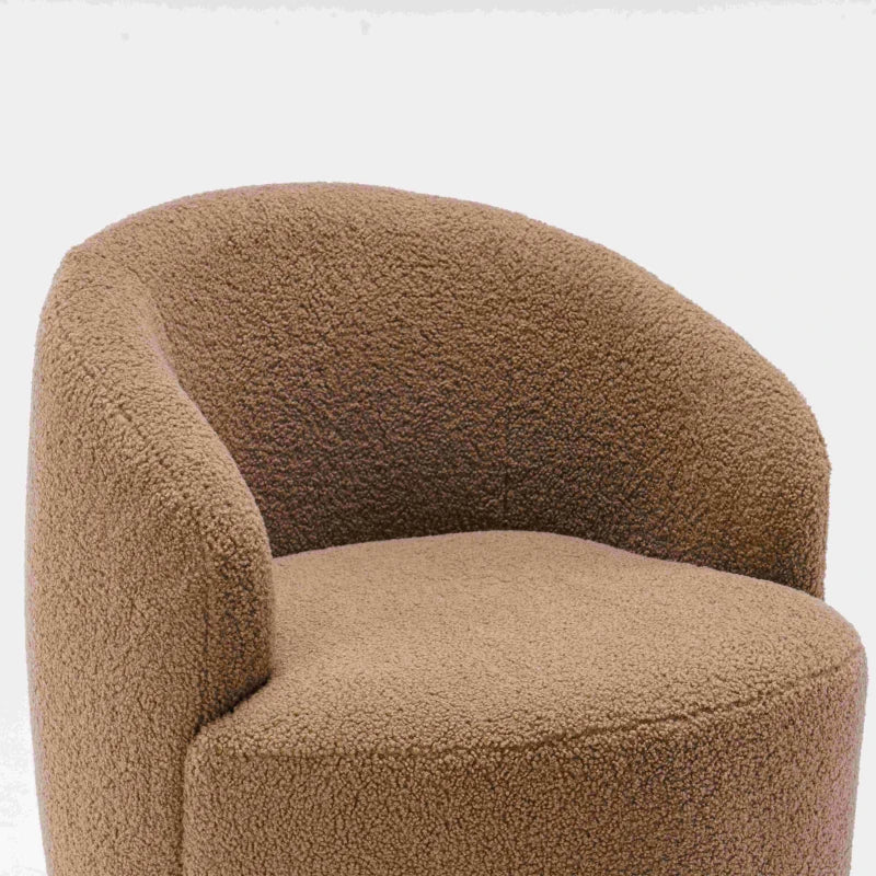 Ergonomic 360° Swivel Armchair in Teddy Fabric with Metal Base for Living Room or Bedroom, 64x64x71 cm