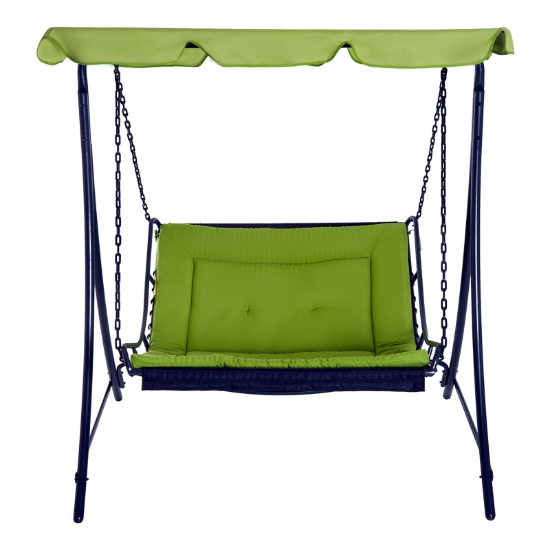 Green 2-Seater Garden Swing Lounger with Adjustable Canopy