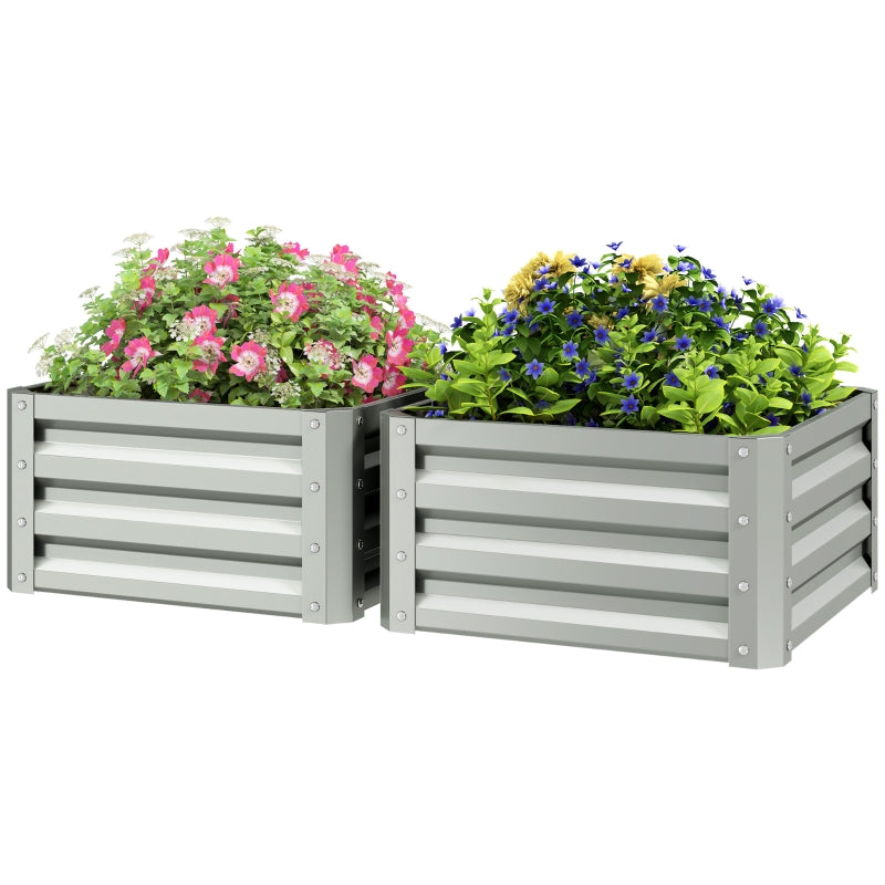 Stylish Light Grey Steel Planter Boxes - Set of Two