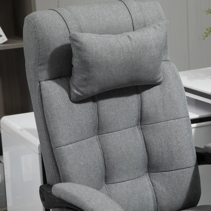 Vinsetto Ergonomic Office Chair with Footrest, Armrests, Lumbar Support & Headrest - Light Grey Comfort for Home & Office