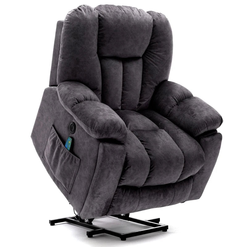 Ergonomic Power Massage Recliner Chair with Heat, Vibration, USB Ports and Safety Mechanism - Dark Grey