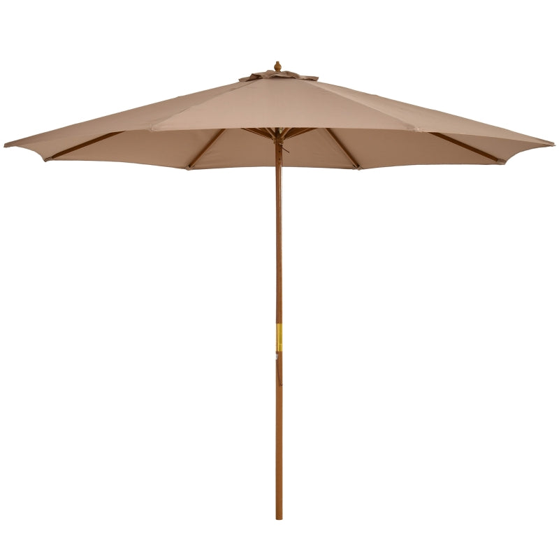 Khaki 3m Wooden Garden Umbrella with Bamboo Ribs