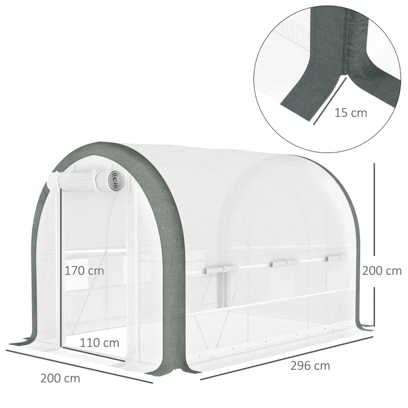 3m x 2m Walk-In Tunnel Greenhouse with Accessories - White