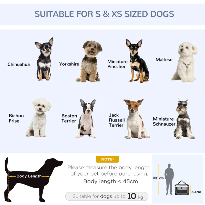 70cm Foldable Pet Carrier with Cushion for Small Dogs & Cats - Grey Portable Travel Bag