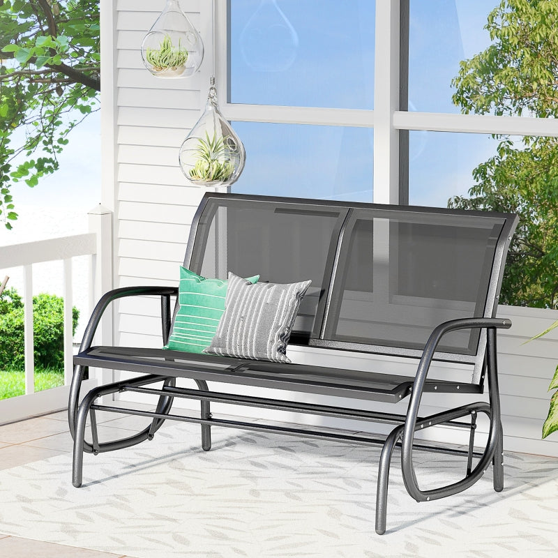 Black 2-Person Outdoor Glider Bench Double Swing Chair