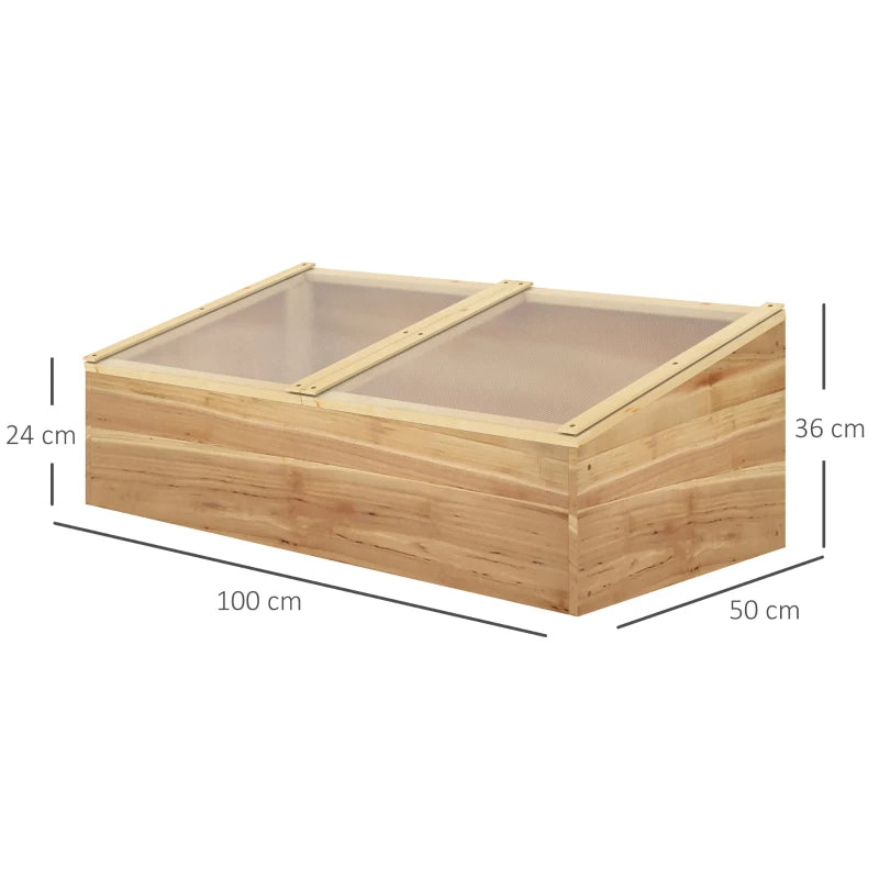 Green Wooden Garden Cold Frame with Openable Top Covers, 100 x 50 x 36 cm