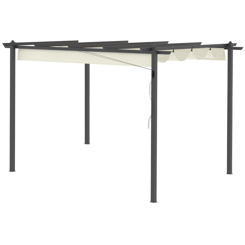 4m x 3m Metal Pergola - Dark Grey Frame With Beige Cloth