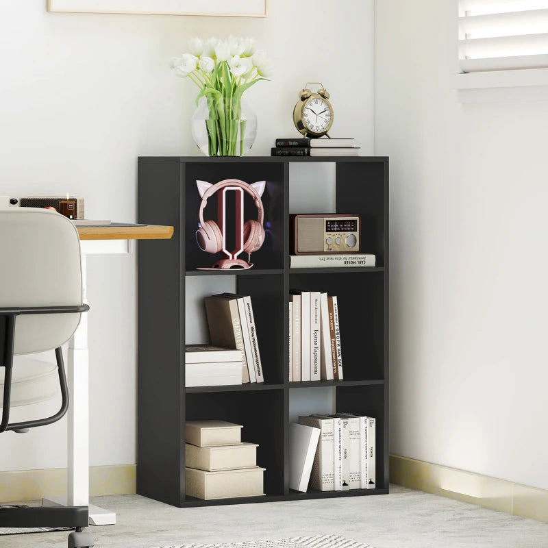 Stylish 6-Cube Bookshelf in Black - Modern Storage Solution for Home or Office, Perfect for Organizing Books and Decor