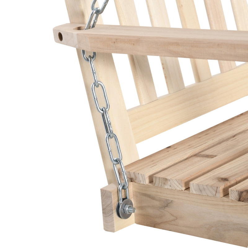 Natural Wood 2-Seater Outdoor Swing Bench