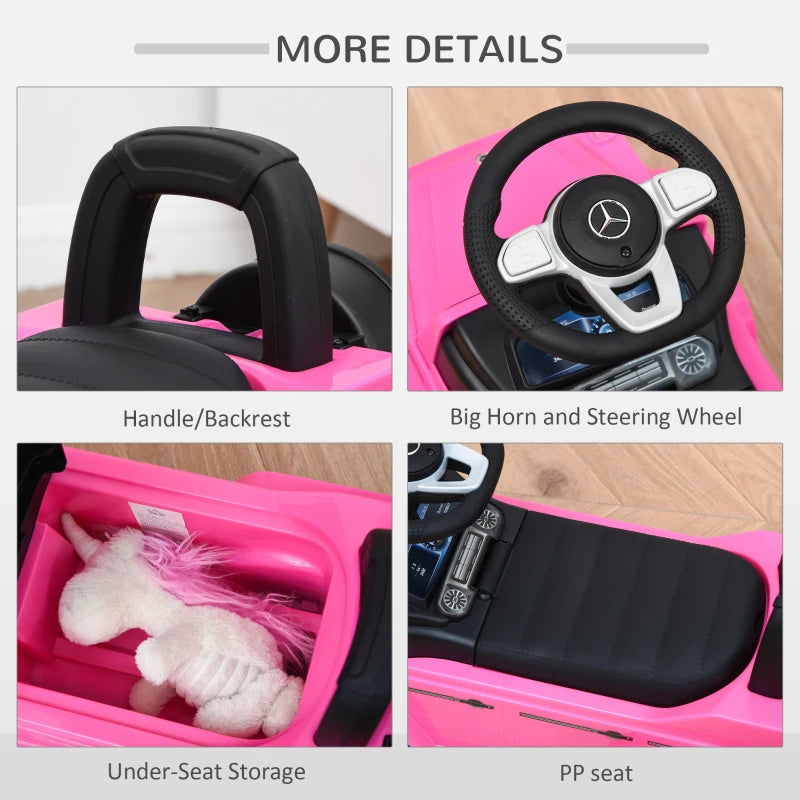 Licensed 3 in 1 Kids Ride On Car Foot To Floor Slider Push Along Toy Pink 12-36 Months
