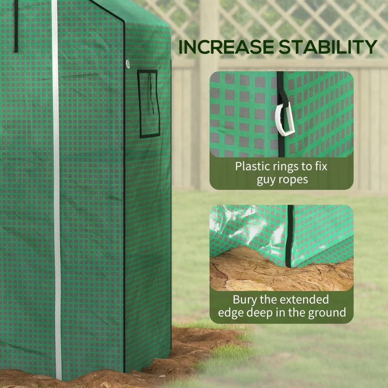 Greenhouse Cover Replacement with Roll-up Door and Windows, 140 x 73 x 190cm, Green