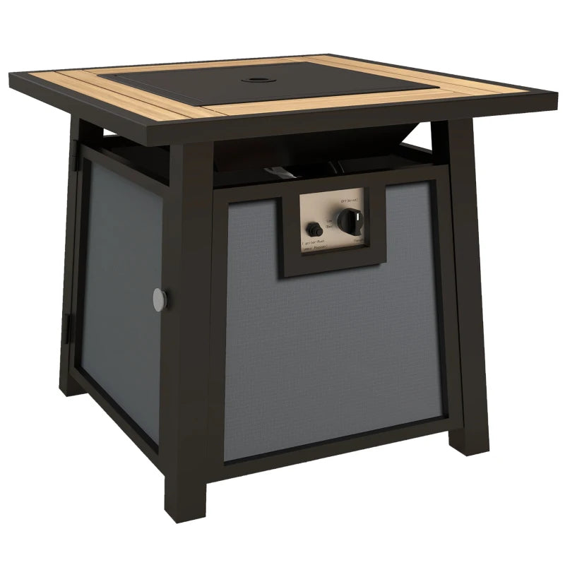 50,000 BTU Gas Fire Pit Table with Cover - 71x71cm Outdoor Patio Heater - Stylish Grey Design