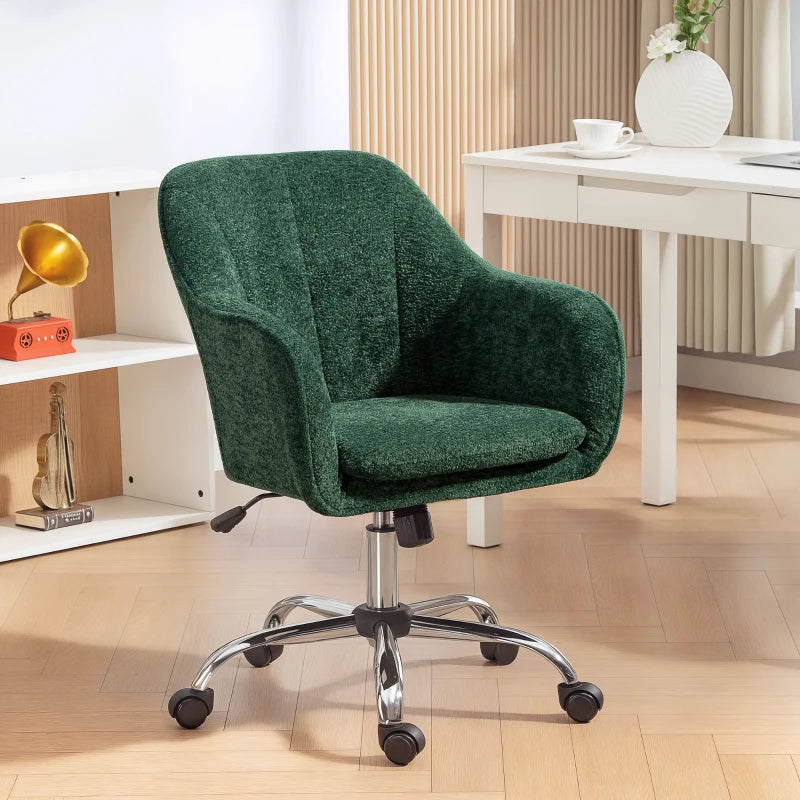 Luxurious Dark Green Velvet-Feel Office Chair for Comfort and Style - Ergonomic Design for Home and Office Use