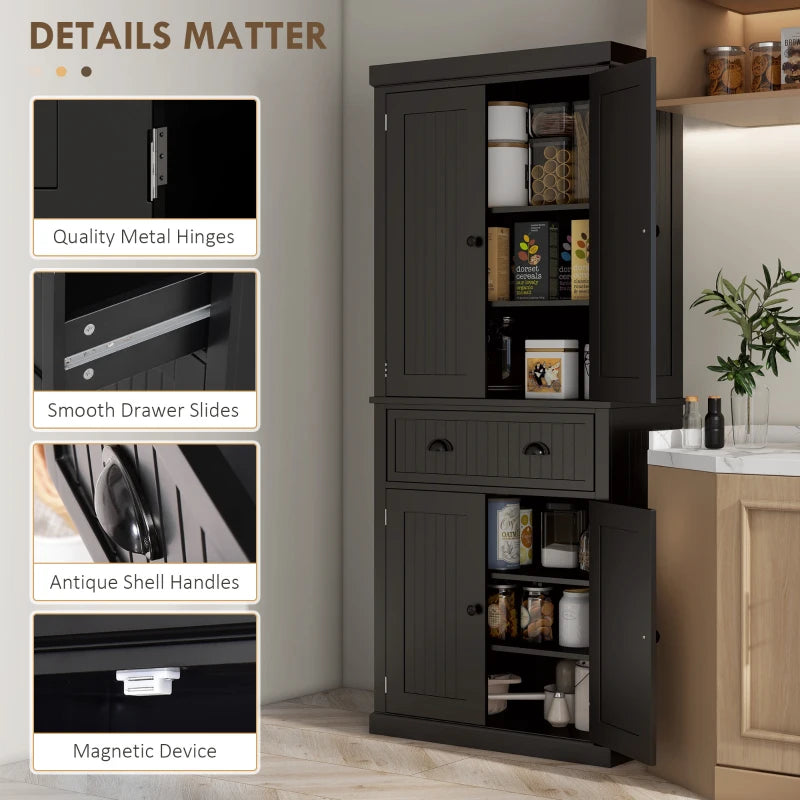 Freestanding Multi-Storage Kitchen Cabinet in Black - Stylish & Functional Organizer for Home & Kitchen Storage Solutions