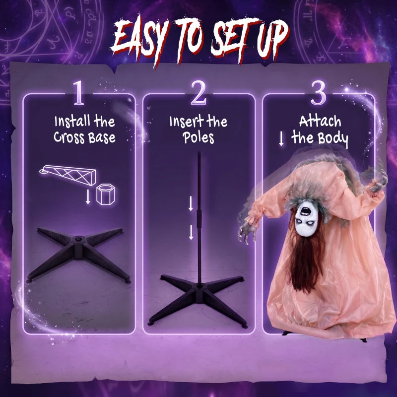 100cm Animated Broken-Back Halloween Ghost – Sound & Touch Activated with Glowing Red Eyes & Creepy Screams