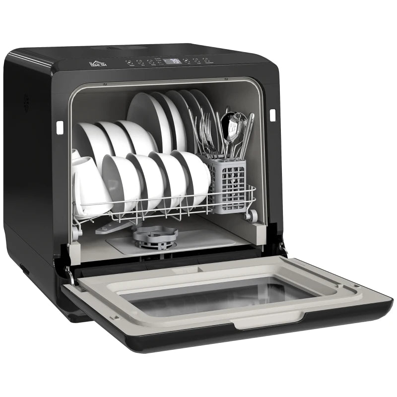 6L Five-Mode Compact Tabletop Dishwasher - Black | Energy Efficient, Space-Saving Design for Small Kitchens
