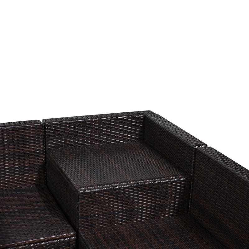 6 Piece Dark Brown Rattan Corner Sofa Set