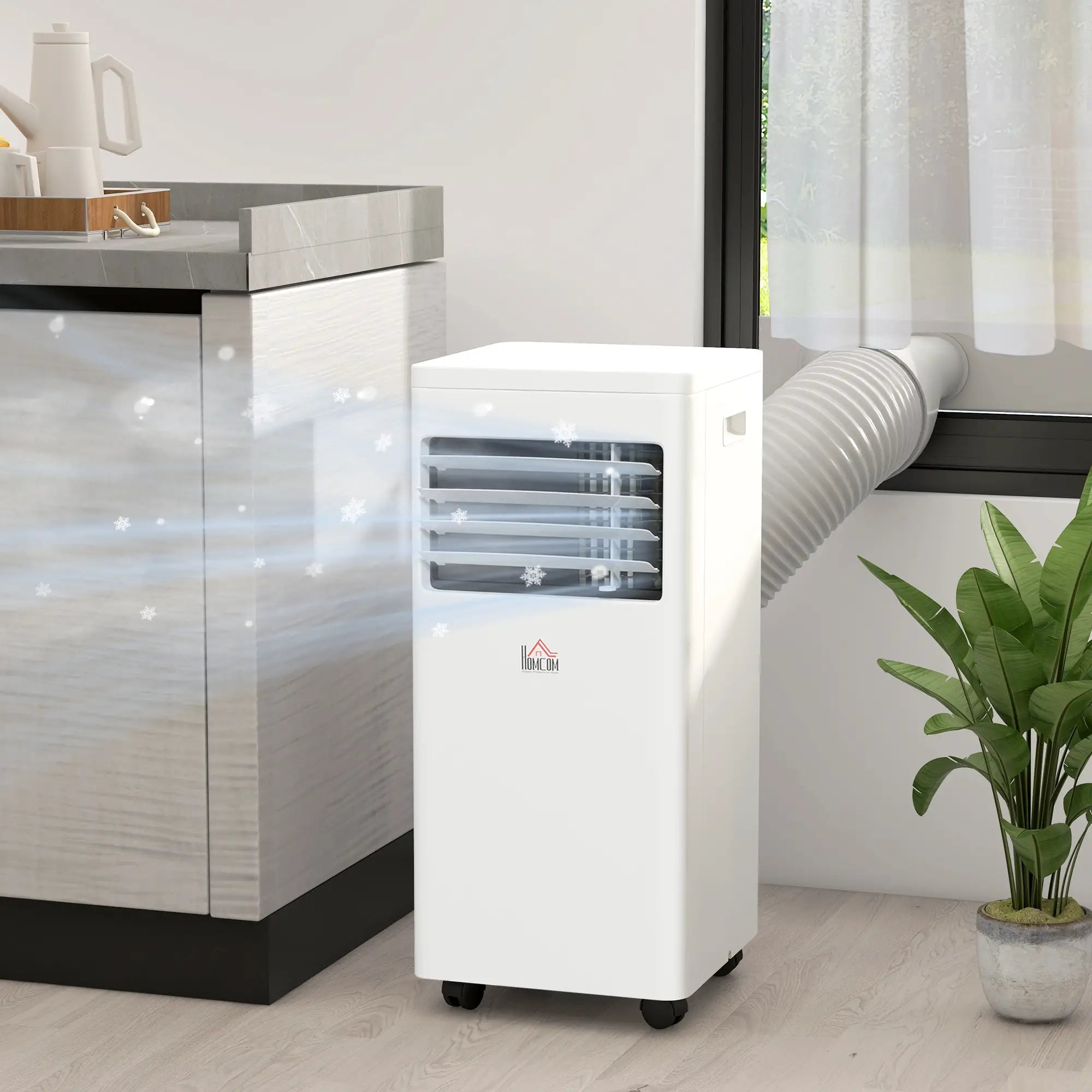 7000 BTU Portable Air Conditioner – 3-in-1 AC Unit with Cooling, Dehumidifier & Fan Modes, Remote Control, 24H Timer, LED Display, Window Kit, Ideal for Rooms up to 26m²