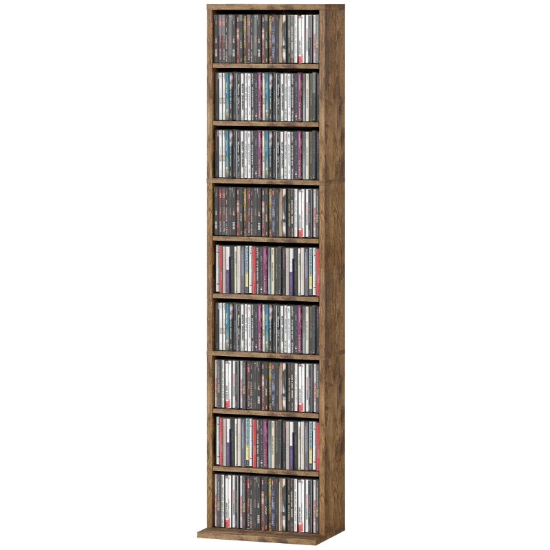 260 Narrow CD Storage Unit - Rustic Brown - Stylish & Space-Saving Organizer for CDs, DVDs, and Media