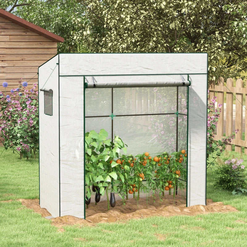 Green Walk-in Outdoor Greenhouse Cover, White PE Material