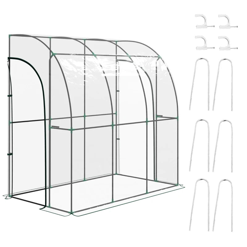 214cm x 118cm Lean To Greenhouse - Zippered