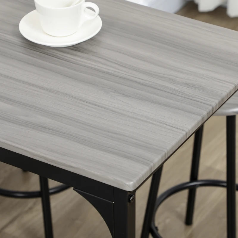 Five Piece Industrial Style Bar Table Set Grey and Black