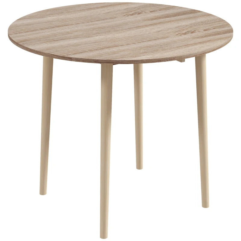 Folding Round Drop Leaf Dining Table for 4 Space Saving Small Kitchen Table with Wood Legs Natural Finish