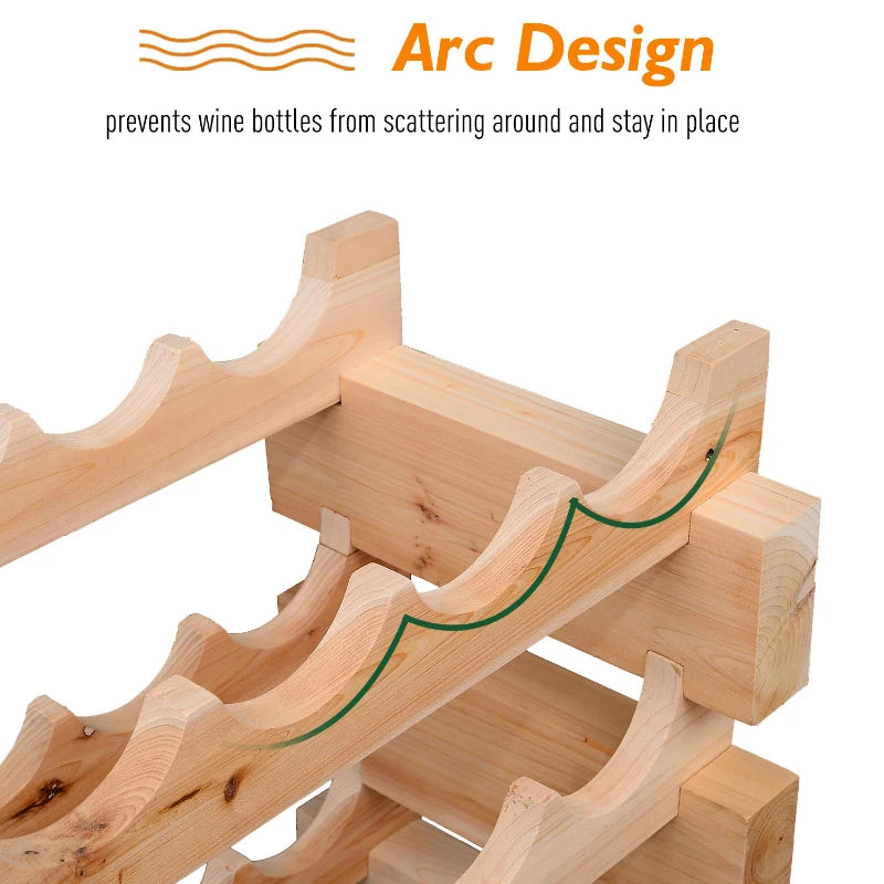 Natural Six-Tier Wooden Wine Rack for 72 Bottles - Stylish Storage Solution for Wine Enthusiasts