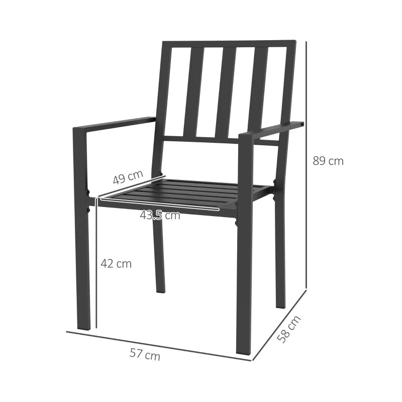 Black Metal Garden Chair Set - 2 Pack