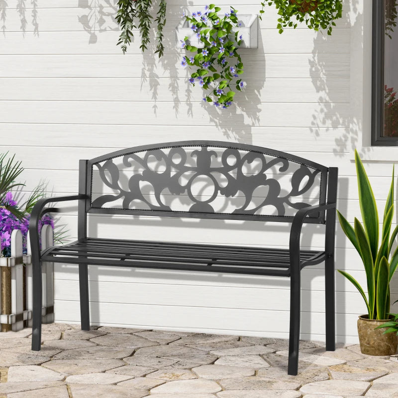 Black Metal Frame Bench, 128x50x91 cm, 12kg