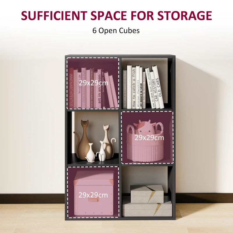 Stylish 6-Cube Bookshelf in Black - Modern Storage Solution for Home or Office, Perfect for Organizing Books and Decor