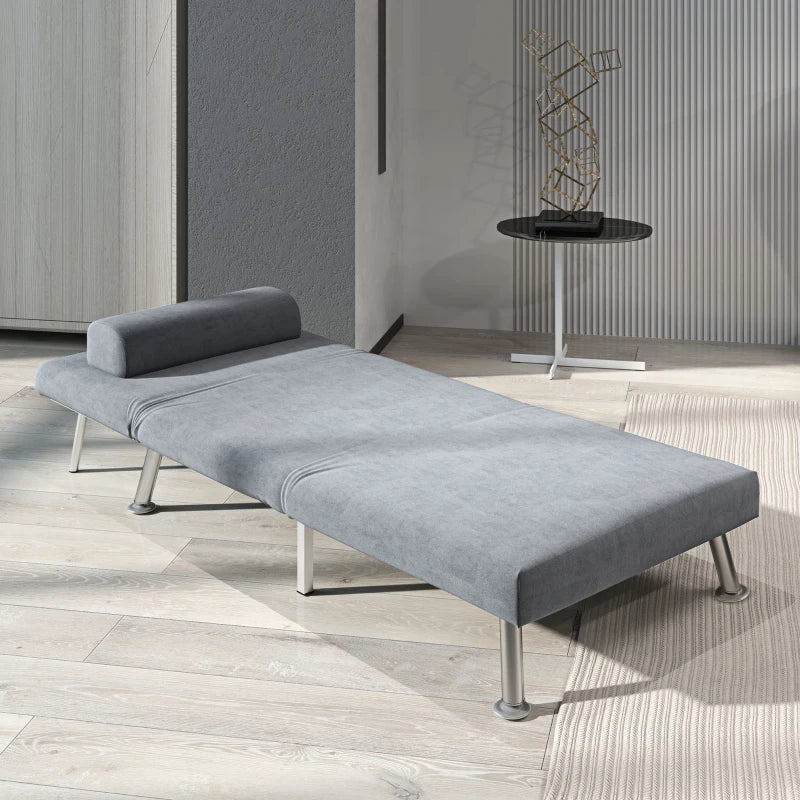 Stylish Grey Velvet-Feel Sleeper Chair for Comfortable Seating and Relaxation