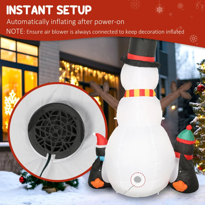 6FT Christmas Inflatables Snowman & Penguins with LED Lights - Blow Up Holiday Decoration for Indoor & Outdoor Garden Decor
