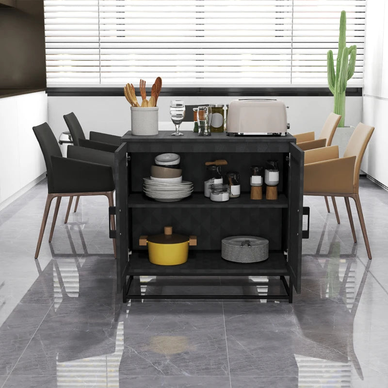 Modern Black Sideboard Storage Cabinet with Adjustable Shelf & 2 Doors - Freestanding Furniture for Living Room