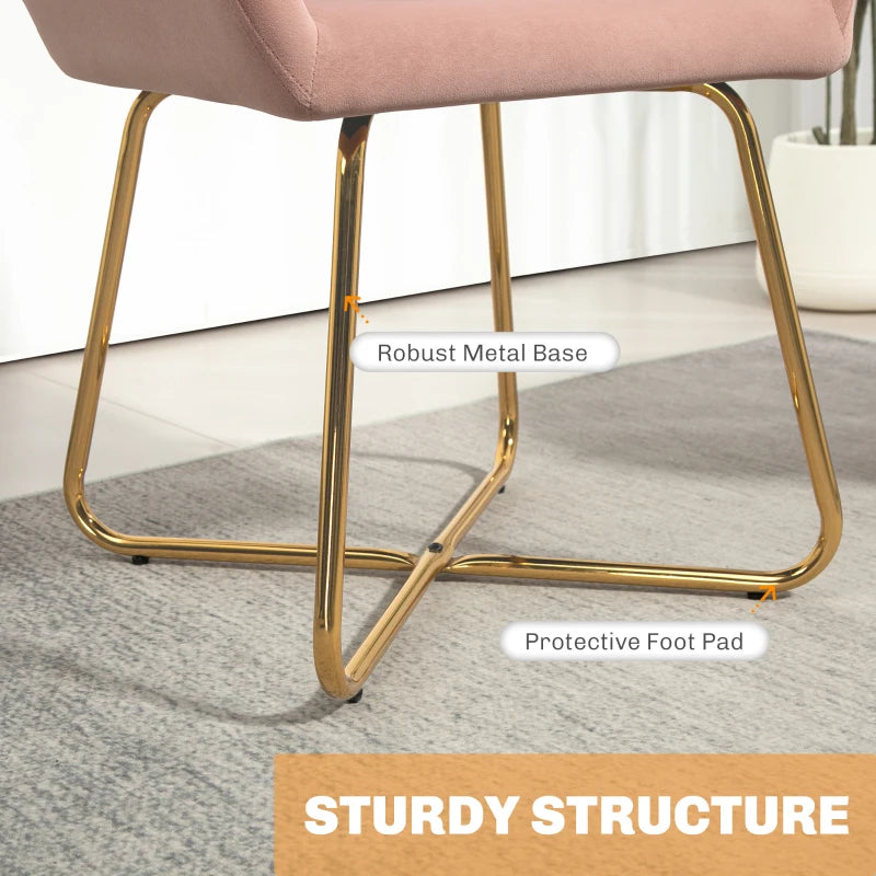 Modern Upholstered Accent Chair with Metal Base for Living Room in Pink - Stylish Armchair for Home Decor