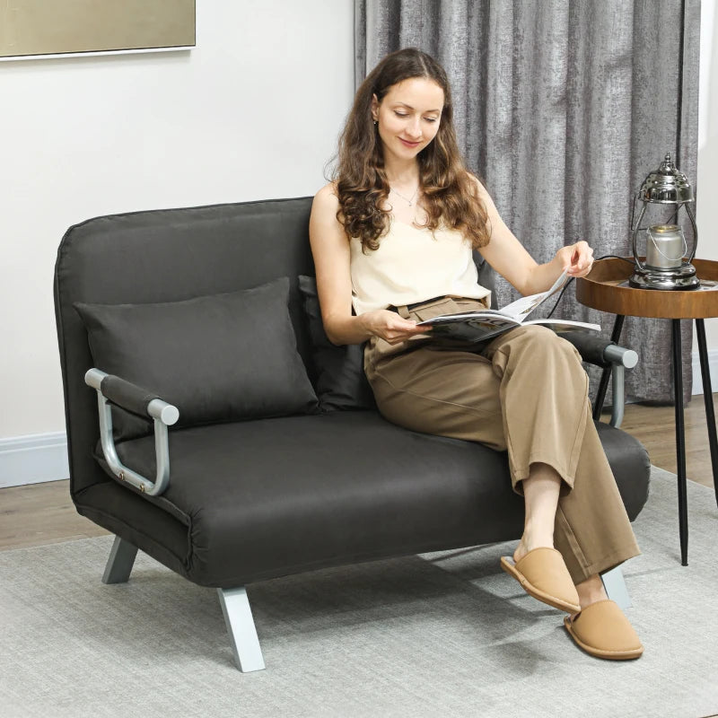 Charcoal Grey Two-Seater Click-Clack Sofa Bed for Stylish Living Spaces