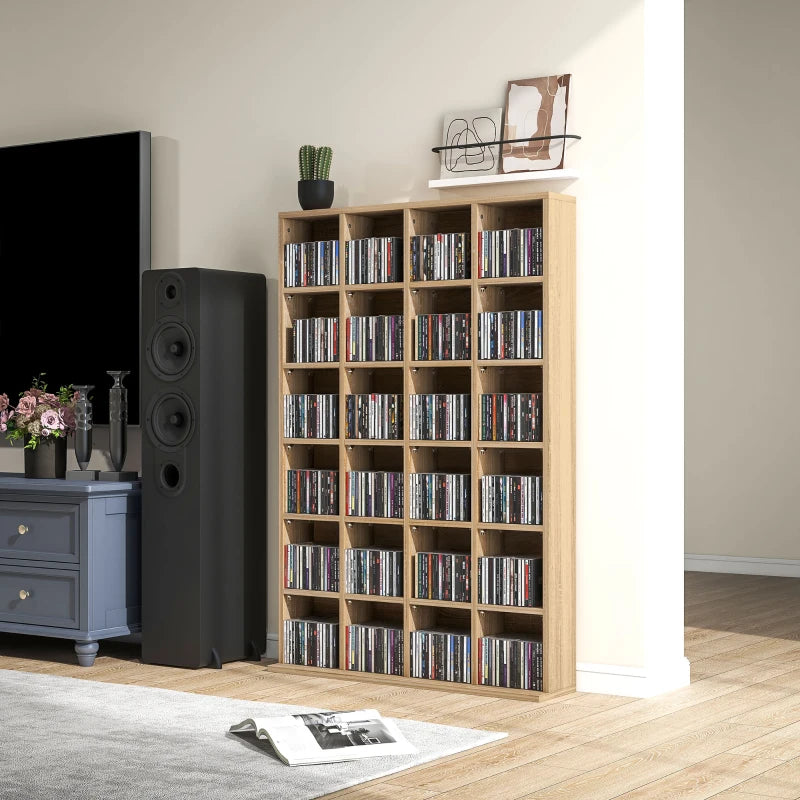 Adjustable CD Storage Unit with Nature Wood Finish - 89 x 130.5 cm, Perfect for Organizing Your Music Collection