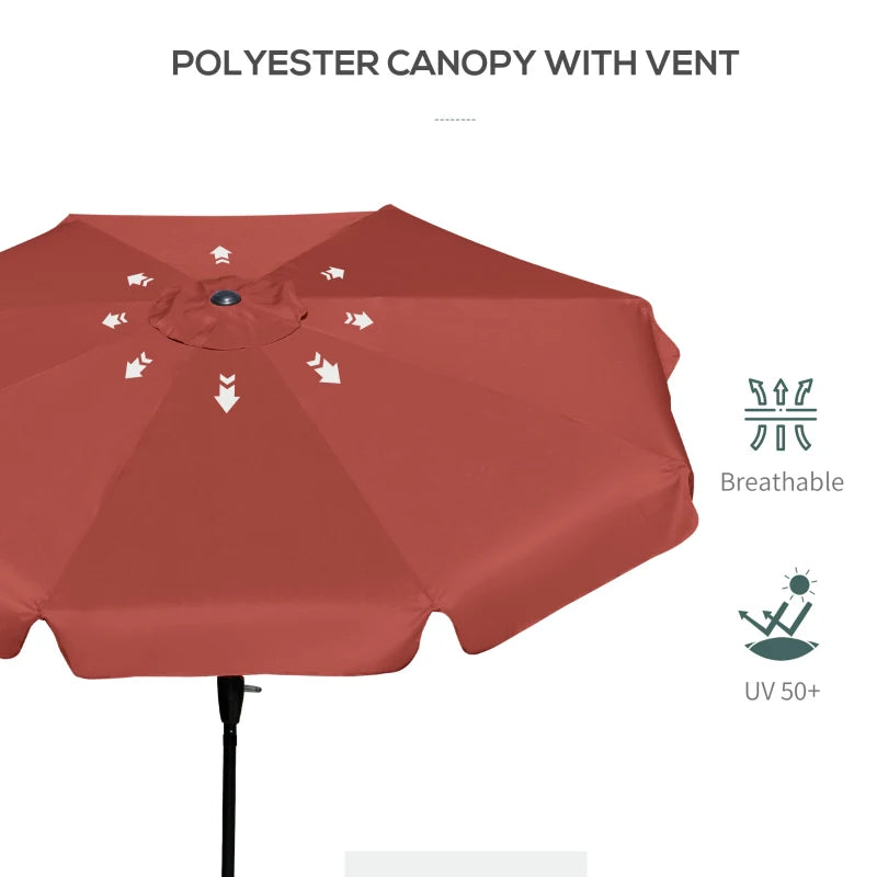 Wine Red 2.7m Patio Garden Umbrella with Tilt and Crank