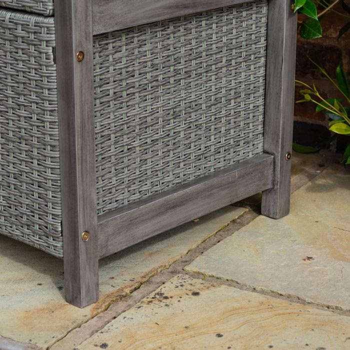 Rattan Storage Bench with Cushion - Outdoor Furniture