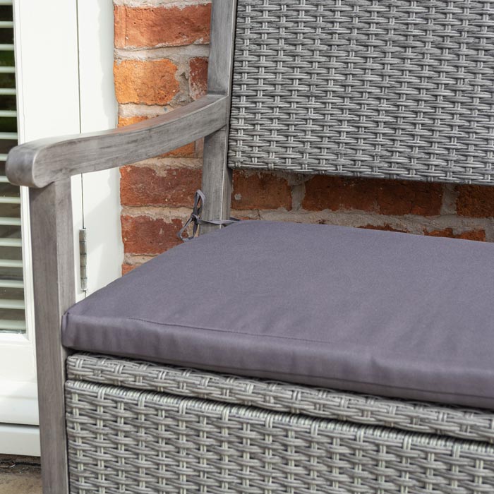 Rattan Storage Bench with Cushion - Outdoor Furniture