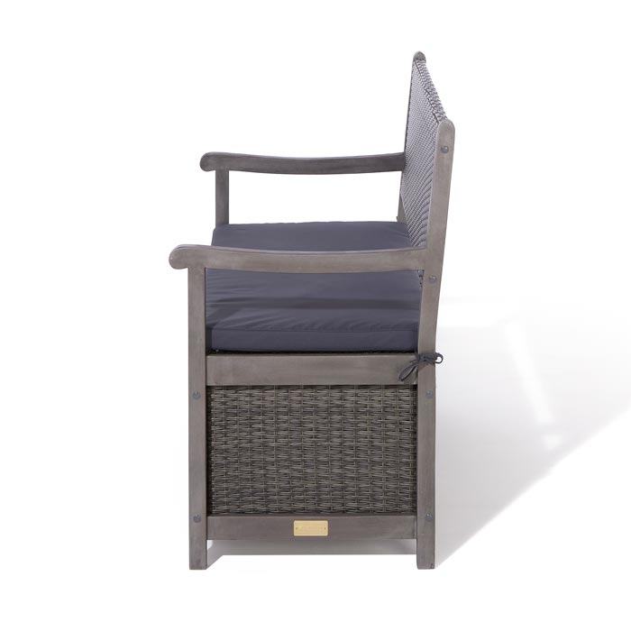 Rattan Storage Bench with Cushion - Outdoor Furniture