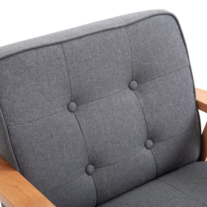 Minimalist Wooden Frame Accent Chair with Padded Seat in Dark Grey for Stylish Living Spaces
