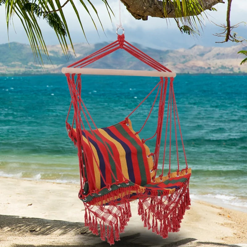 Striped Hammock Swing Chair - Indoor/Outdoor Hanging Seat